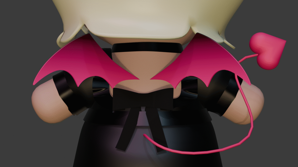 サキュバス 3D 後ろ姿 羽 しっぽ
